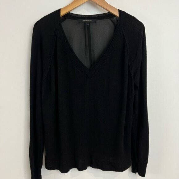 La Fee Marboutee Size 3 Medium Women’s Long Sleeve Black Sweater Sheer Back V - Picture 15 of 16